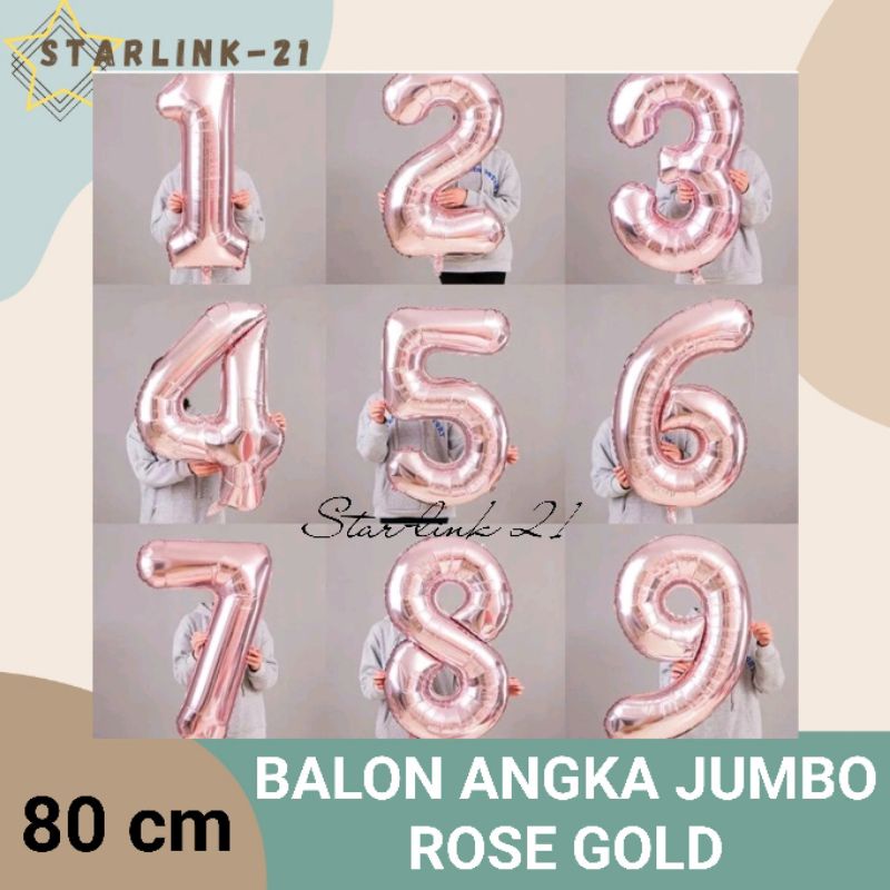 Jual Balon Foil Angka Jumbo Cm L Balon Foil Angka Rose Gold Ulang