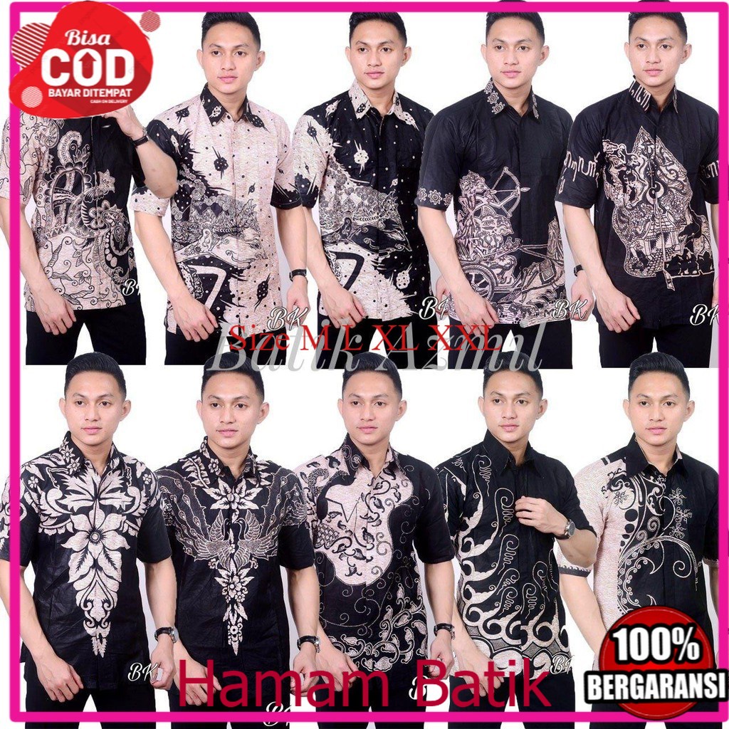 Jual Hem Batik Pria Lengan Pendek Motif Soft Hitam Coklat Madongan