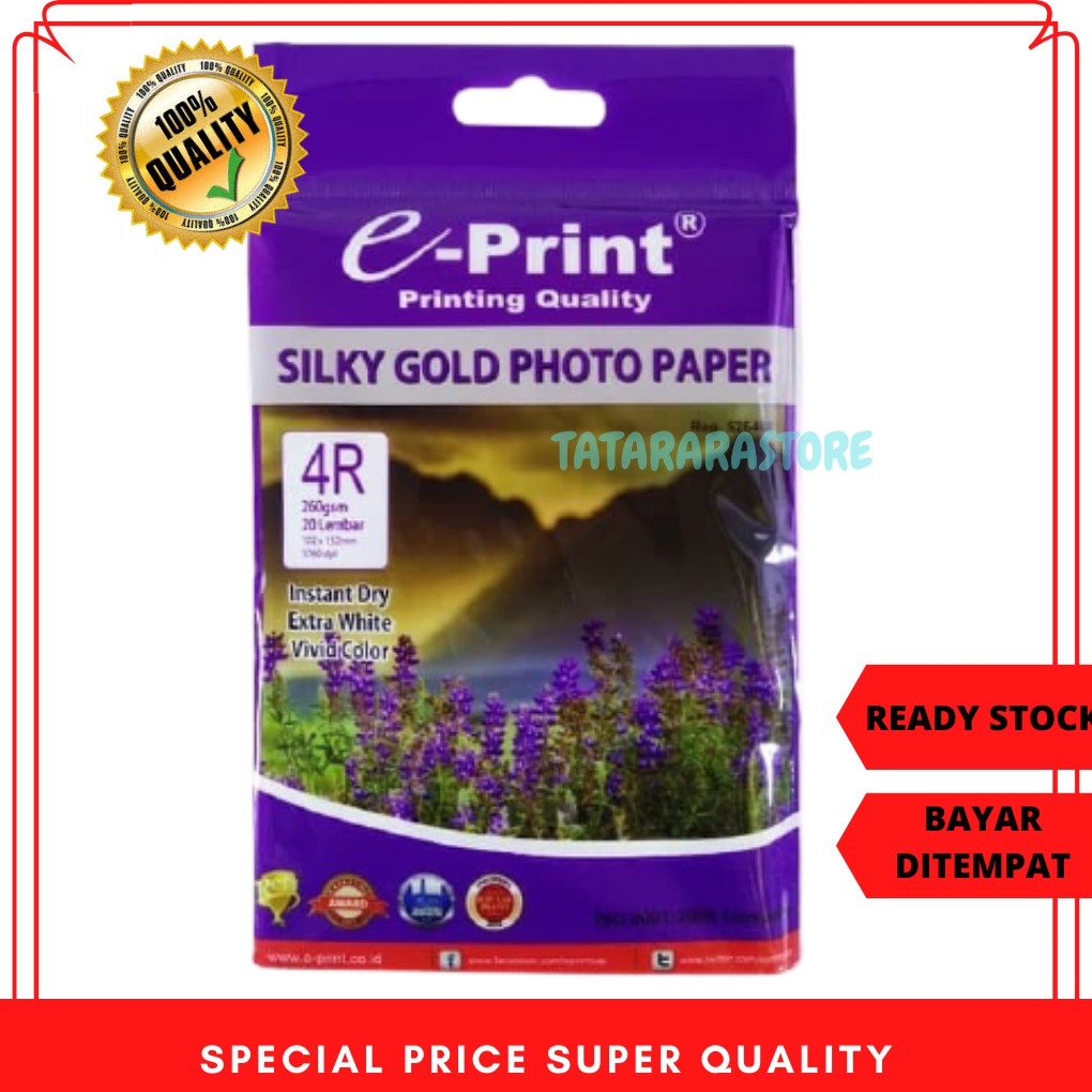 Jual Kertas Photo 4R Silky E Print Photo Paper 260Gsm 20 Lembar