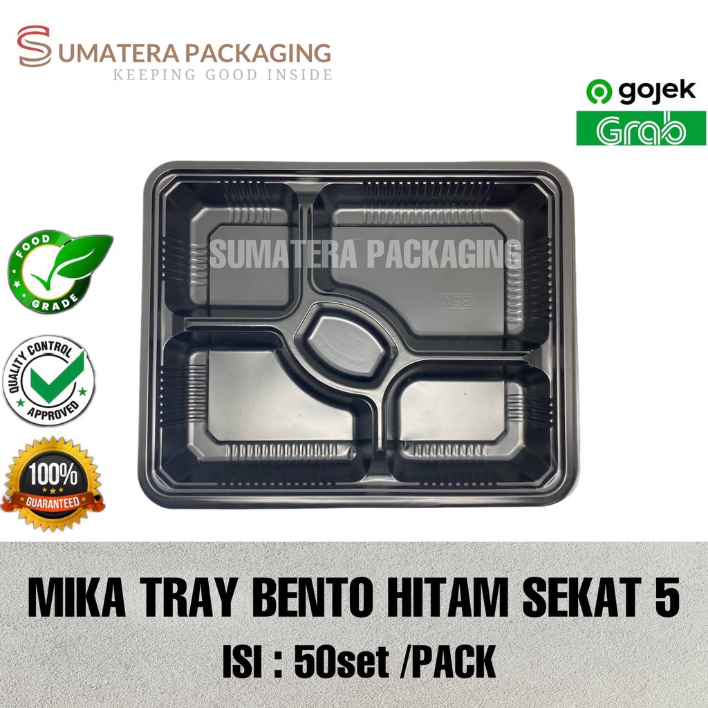 Jual Mika Bento Kotak Makan Sekat 5 BSM 50pcs Mika Bento 5 Sekat Per