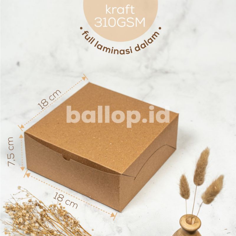 Jual KRAFT 18 18 7 5 CM Laminasi Kotak Box Kemasan Packing Dus Nasi