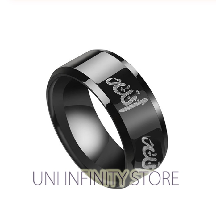 Jual JWRI0040 Cincin Hitam Muslim Islam Kaligrafi Lafadz Lafal Allah