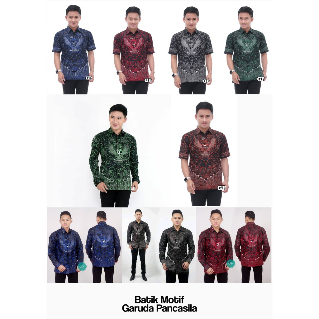 Jual Batik Pria Kemeja Dan Hem Motif Garuda Pancasila Shopee Indonesia