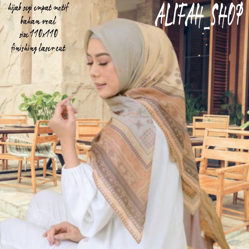 Jual Jilbab Segi Empat Motif Hijab Voal Premium Kerudung Segi Empat