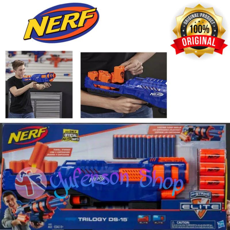 Jual Nerf N Strike Elite Trilogy DS 15 Dart Shooter Blaster Shoots 3