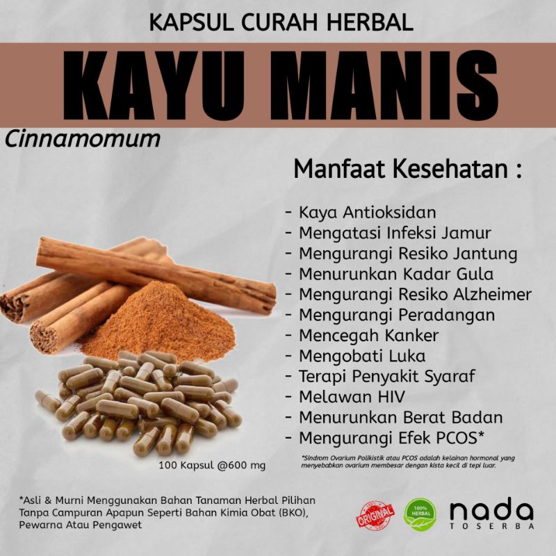 Jual Kapsul Kayu Manis Kapsul Curah Herbal Herbal Syaraf