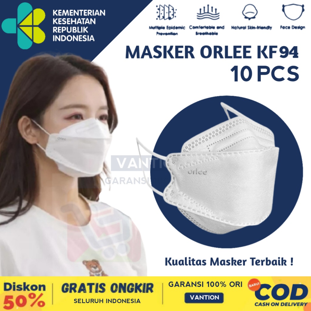 Jual Masker Kf Kf Warna Hitam Putih Orlee Medis Ply Ply Emboss