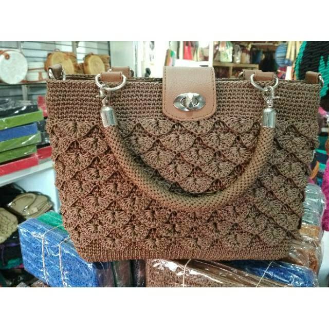 Jual Tas Rajut Wanita Webe Sisik Kaku Ulir Selang Full Nilon Handbag