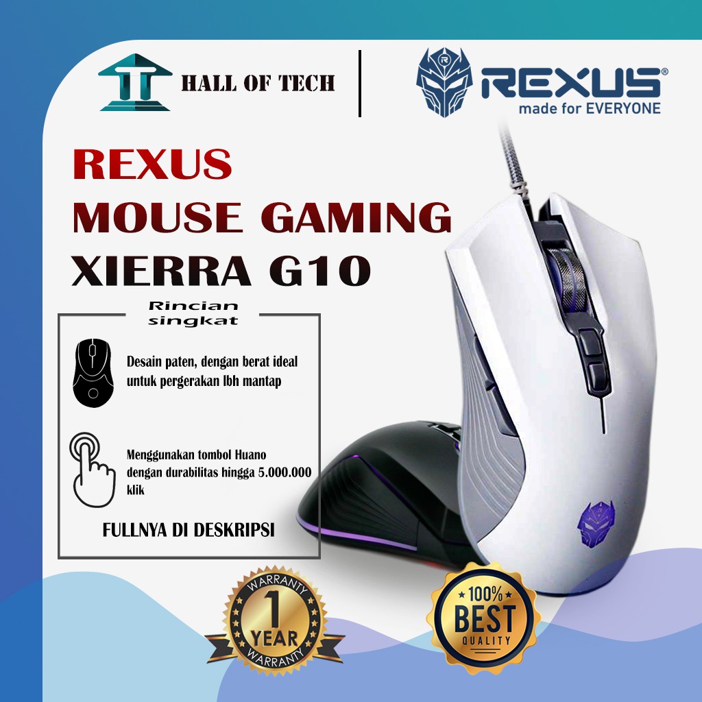 Jual Mouse Gaming Rexus Xierra G10 Macro Software Anti Slip Bergaransi