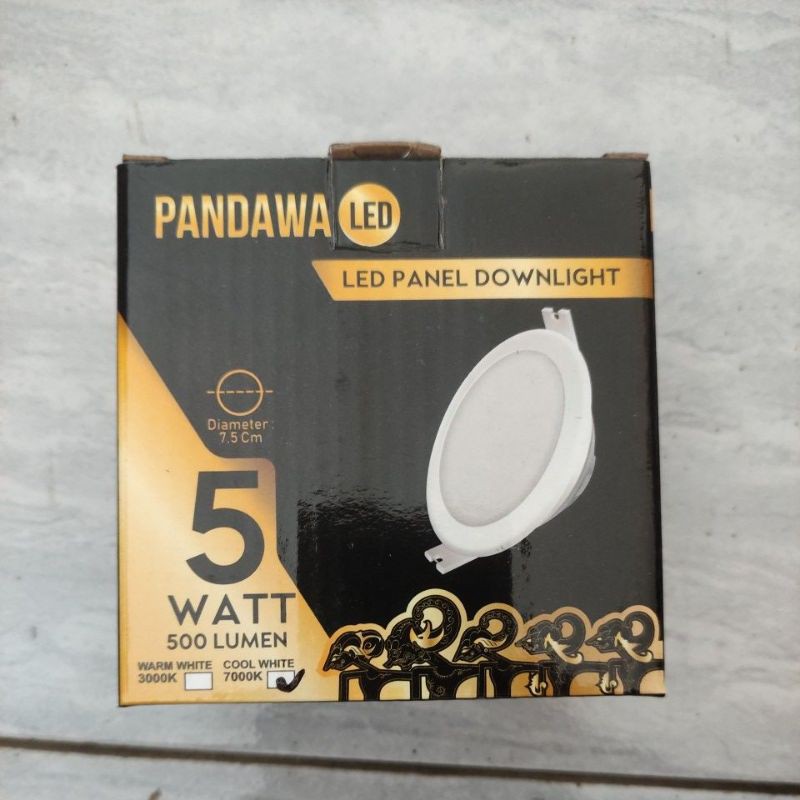 Jual Lampu Led Panel Downlight Pandawa 5 Watt 7000k Cahaya Putih