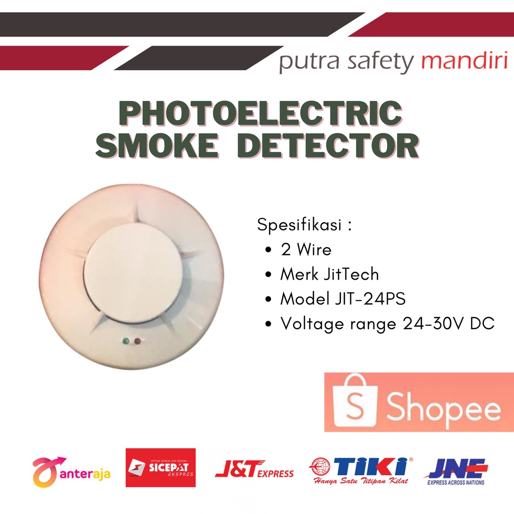 Jual Smoke Detector Photoelectric Jittech Stand Alone System Fire Alarm