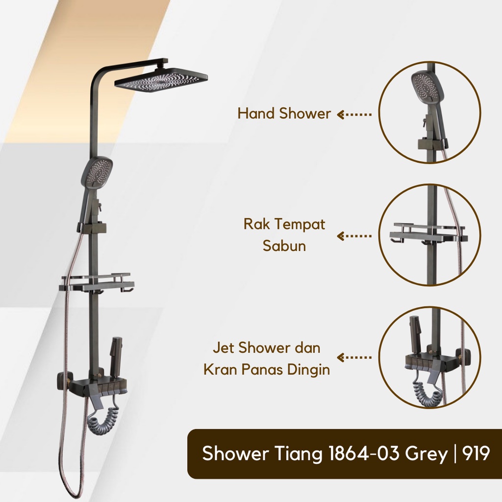 Jual FLUSSO SHOWER TIANG KOMPLIT Shower Tiang Set Kran Panas Dingin