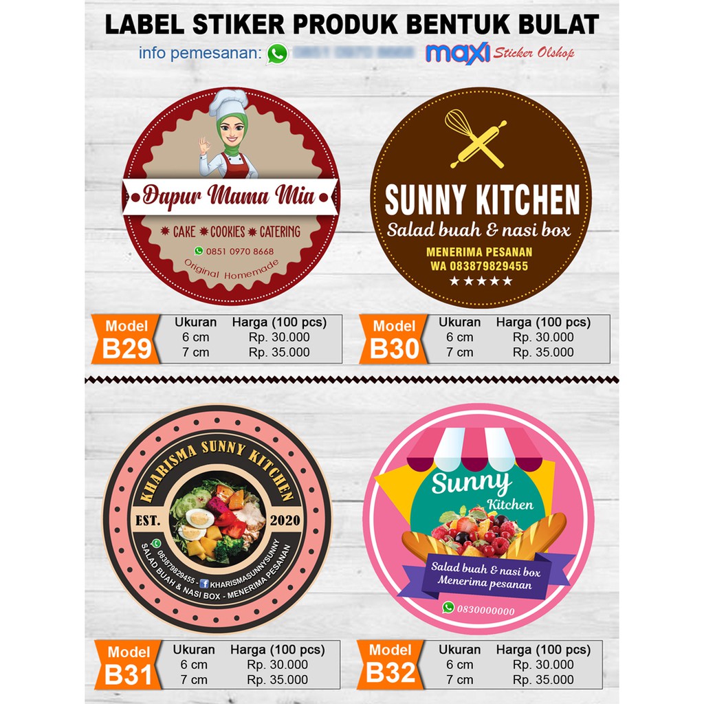 Jual Cetak Stiker Label Produk Kue Stiker Toples Kue Bentuk Bulat Isi