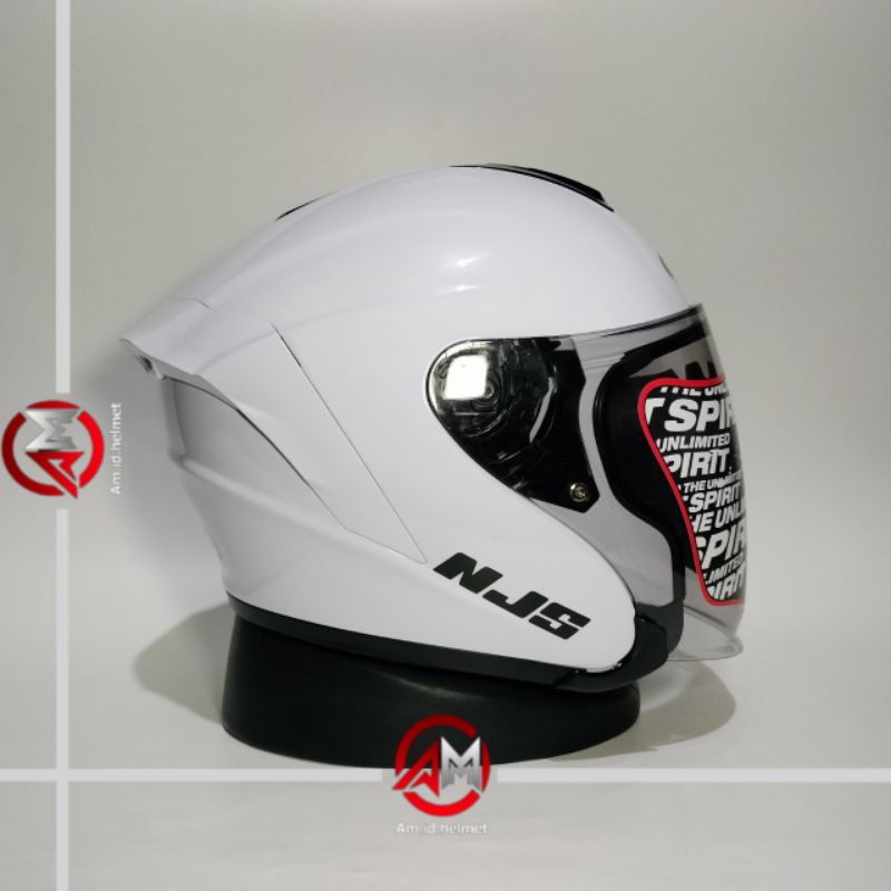 Helm Njs Kairoz Solid White Half Face Helmjabodetabek