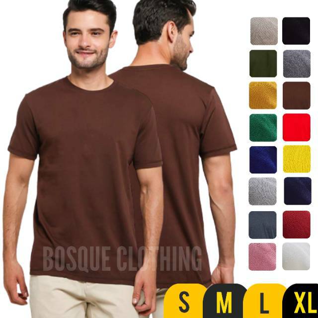 Jual Kaos Polos Pendek Coklat Solid 100 Cotton Combed 30S Pria Dan