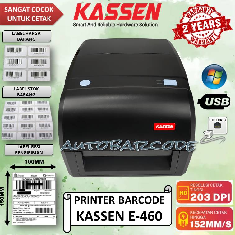 Jual KASSEN E460 PRINTER LABEL HARGA 110MM LABEL A6 BARCODE PRINTER