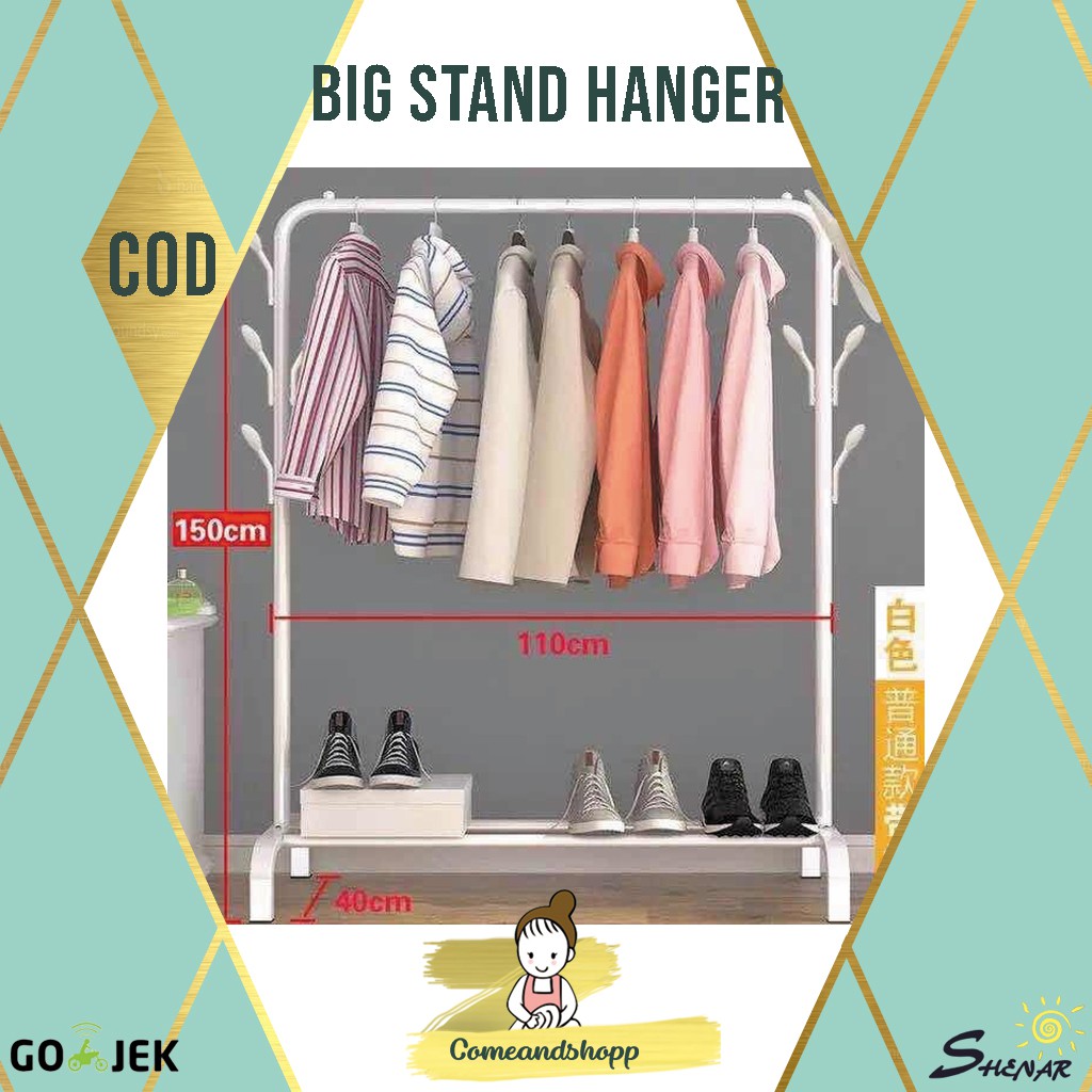 Jual BIG STAND HANGER WHITE GANTUNGAN BAJU CELANA TAS STAND HANGER