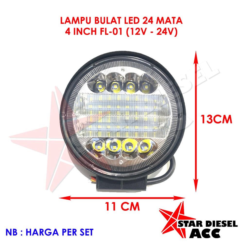 Jual LAMPU SOROT BUS LAMPU TRUK CAHAYA PUTIH LAMPU LED BULAT 4 INCH