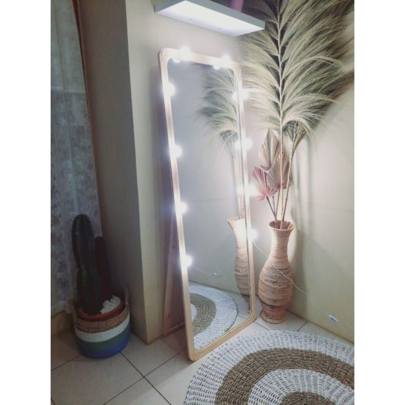 Jual Vanity Mirror Standing Mirror Aesthetic LED Cermin Berdiri