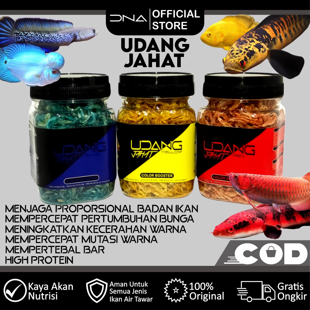 Jual Udang Jahat Kering Pakan Ikan Predator Shrimp Tersedia Varian