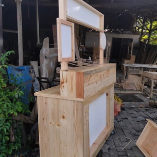 Jual Gerobak Jualan Stand Booth Kayu Jati Belanda Meja Stand Jualan