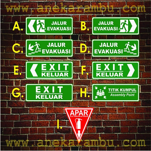 Jual Rambu Jalur Evakuasi Sign Exit Rambu Segitiga Apar Plat Acrylic