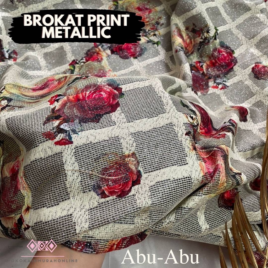 Jual Kain Brokat Bonding Shimmer Metallic Glitter Print MEWAH IMPOR