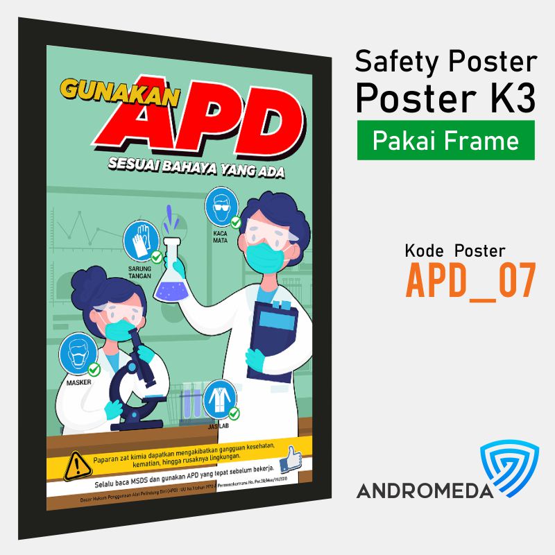 Jual Safety Poster Apd Chemical Bekerja Kimia Laboratorium Frame