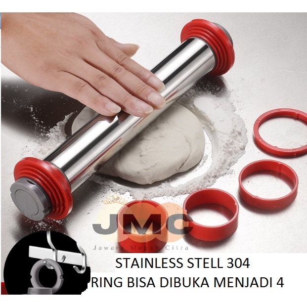 Jual Jmc Rolling Pin Adjustable Stainless Steel Gilingan Penggiling