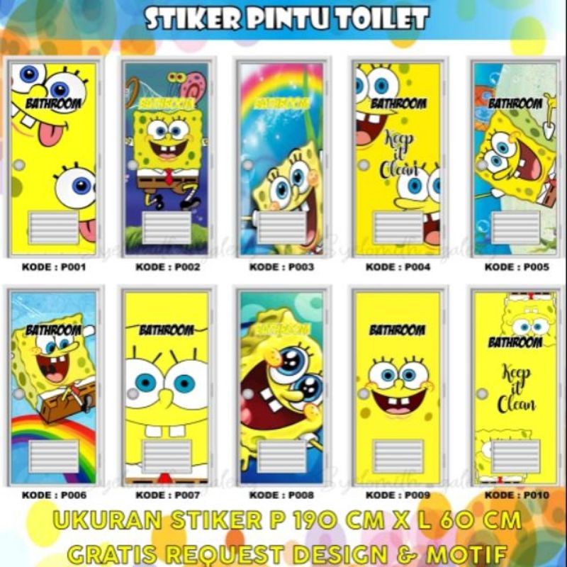 Jual Stiker Pintu Motif Spongebob Sticker Pintu Bathroom Spongebob