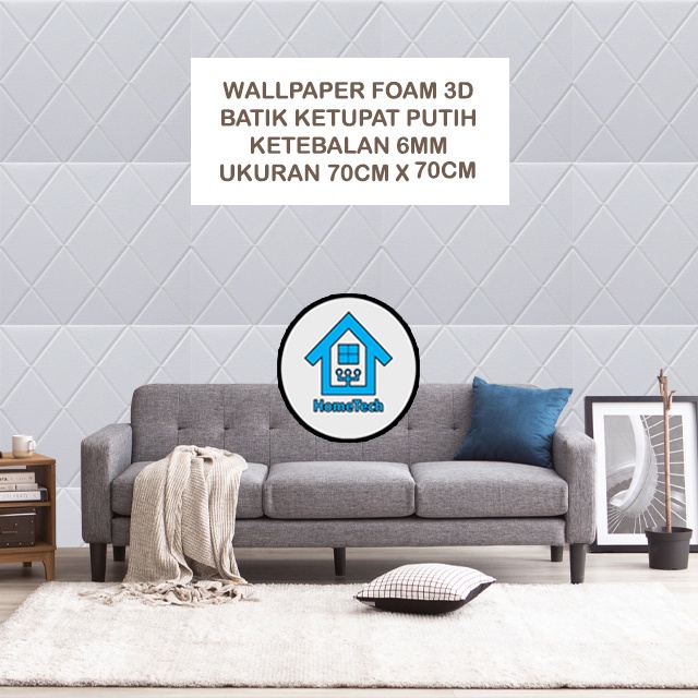 Jual Ht Wallpaper Foam Motif Batik Ketupat Putih Premium Wallpaper