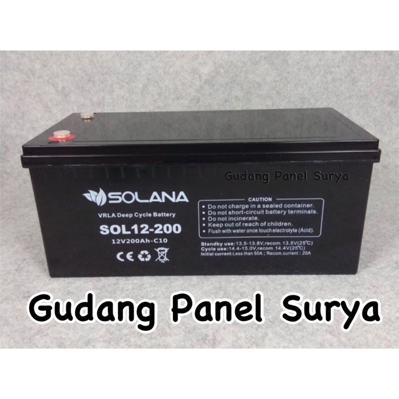 Jual Aki Battery Baterai Accu SOLANA 12V 200AH SOL12 200 C 10 VRLA