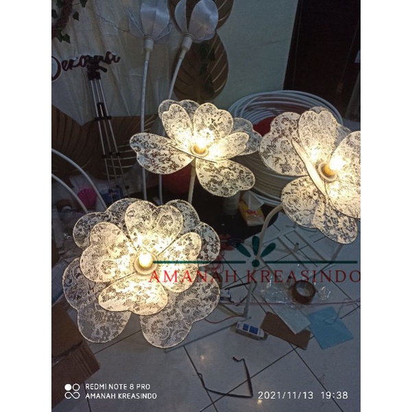 Jual Bunga Lampu Hias Dekorasi Brokat Kelopak Bunga Teratai Model Love