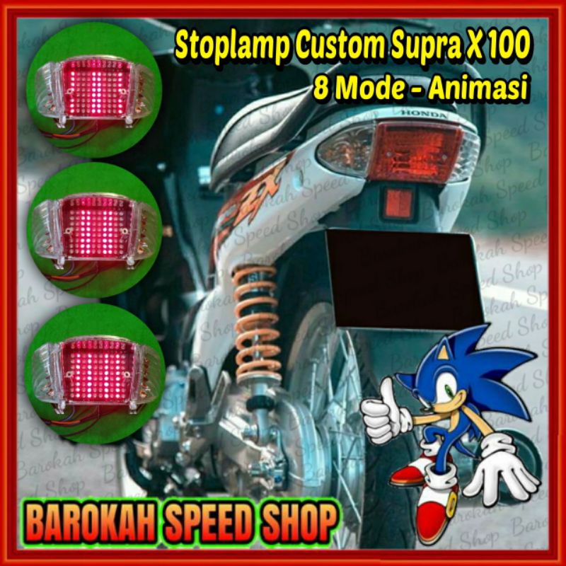 Jual Lampu Rem Custom Supra X 100 Lama Full LED 8 Mode Animasi Lampu