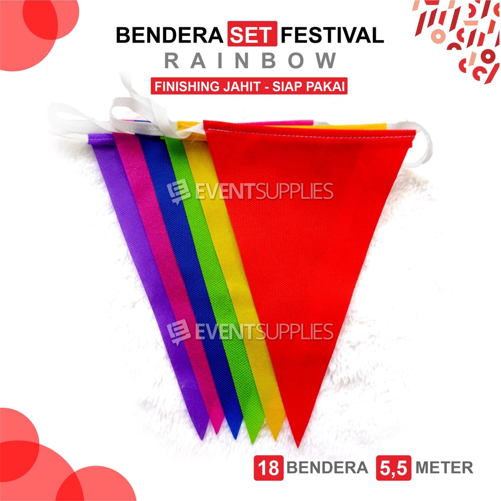 Jual Promo Bendera Festival Renteng Hut Ri Rainbow Lembar Bunting