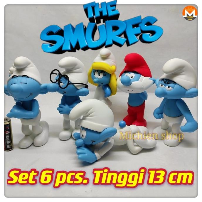 Jual Action Figure Smurf Set Isi Papa Smurf Smurfette Brainy Smurf