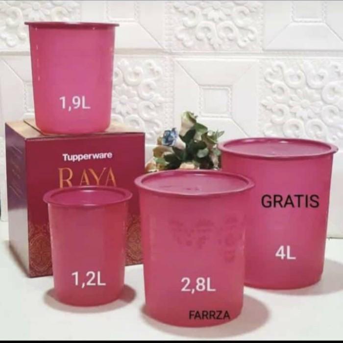 Jual Produk Asli Premium Tupperware Mosaic Canister Set Maroon Raya