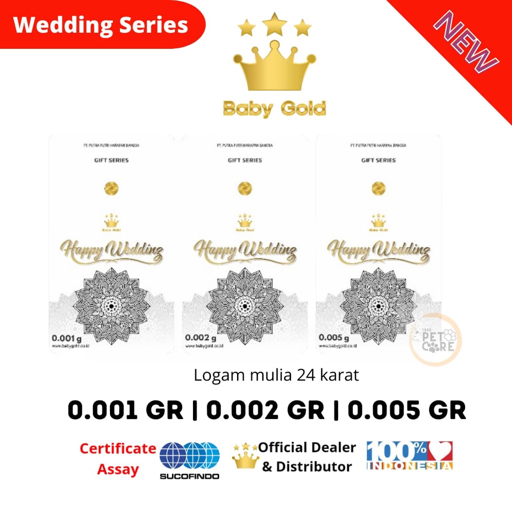 Jual BABY GOLD WEDDING 0 001 0 002 0 005 GRAM LOGAM MULIA EMAS MINI