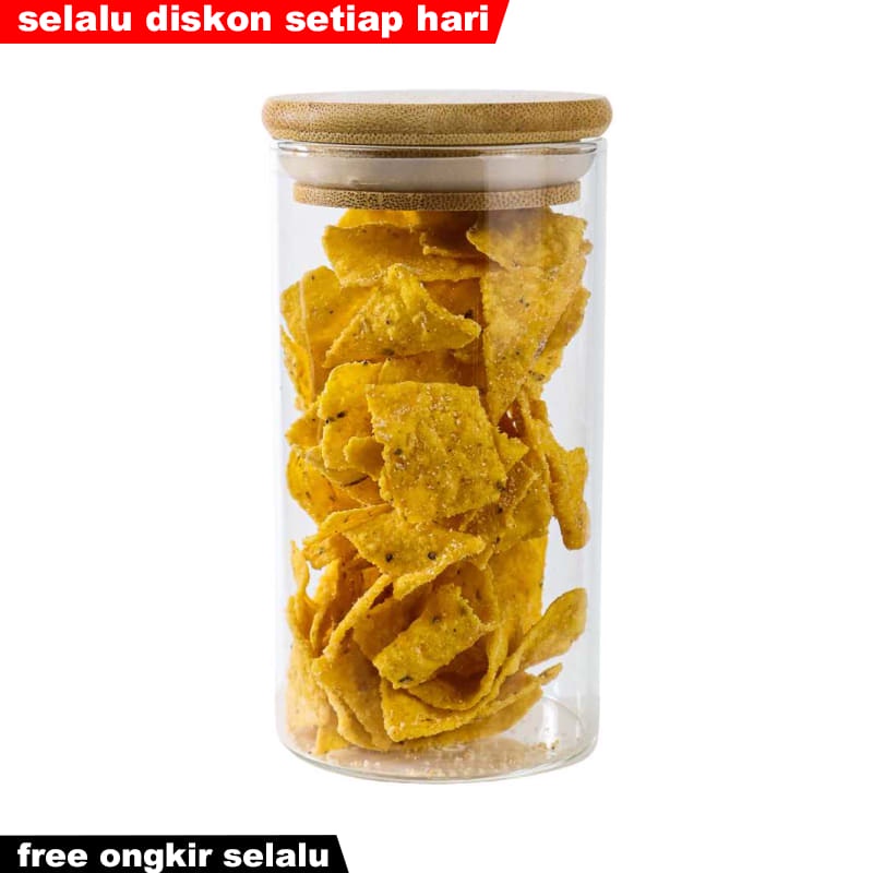 Jual Toples Kaca Tutup Kayu Kedap Udara 250 350 550 Ml Rapat Bening