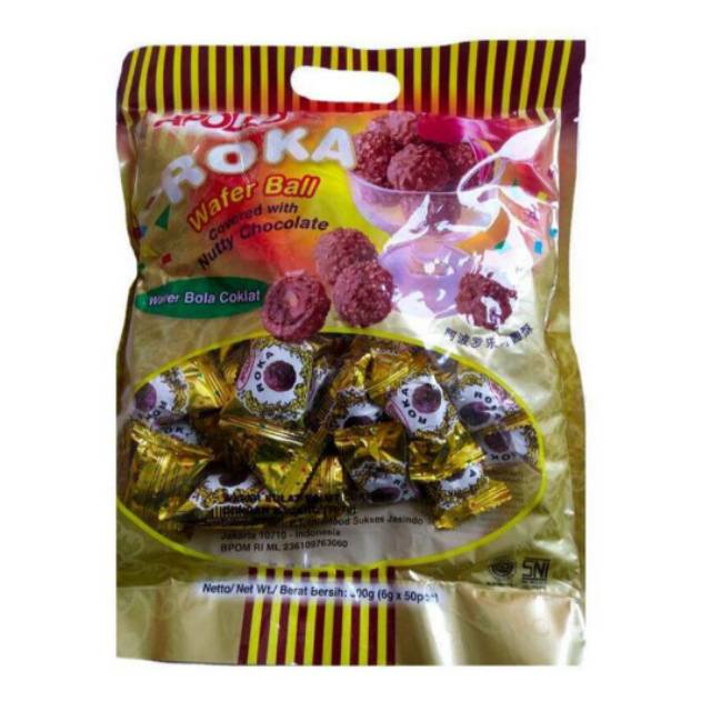 Jual Apollo Roka Wafer Ball Chocolate Apolo Cokelat Roka Wafer Ball