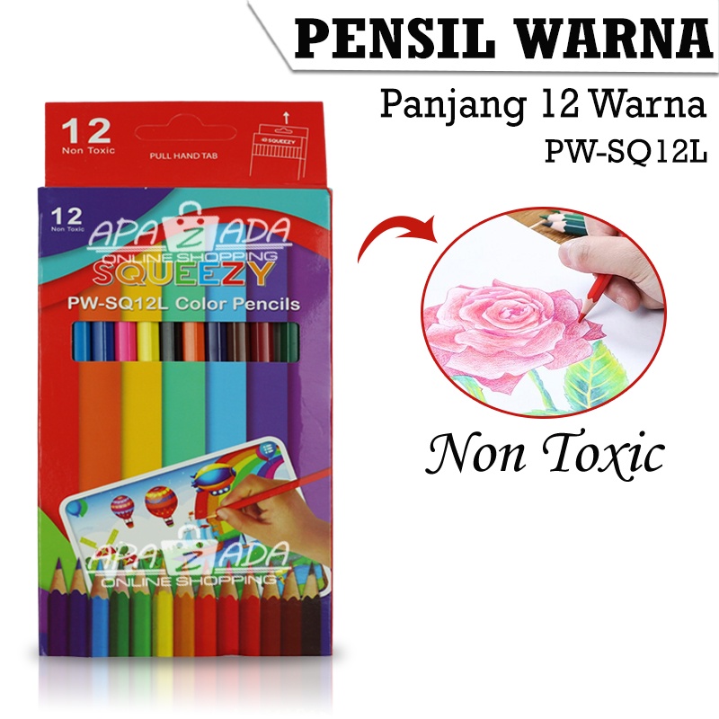 Jual Apazada Pensil Warna Panjang Murah Color Pencils 12 Warna