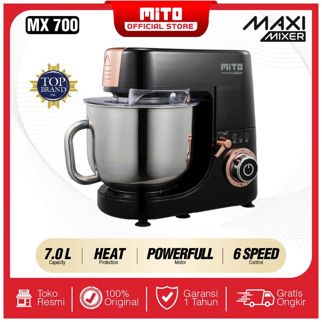 Jual MITO Stand Mixer MX700 Pengaduk Adonan Kue 7L Maxi Mixer Shopee