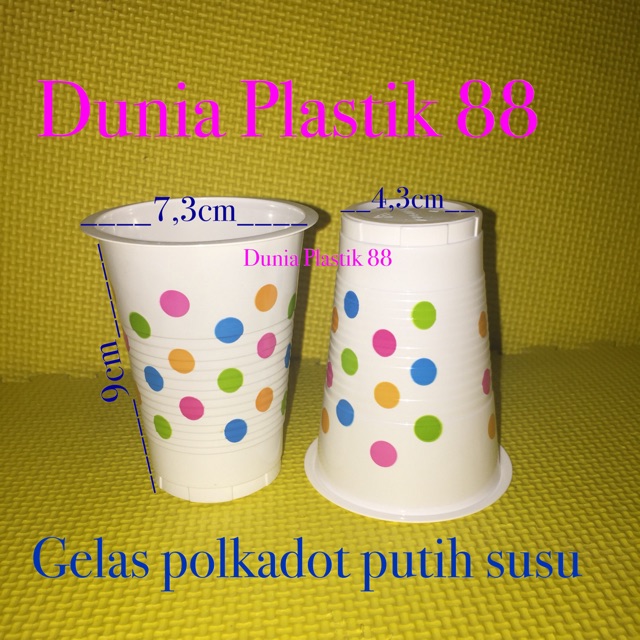 Jual Isi Krg Lbh Pc Gelas Polkadot Putih Susu Cup Plastik Bola Bola