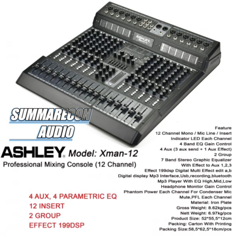 Jual Mixer Ashley Xman 12 Original Bluetooth Usb 12 Channel Shopee