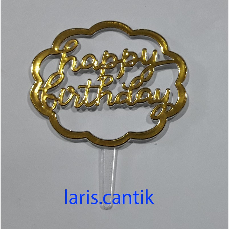 Jual Cake Toper Happy Birthday Gold Pack Isi Pcs Shopee