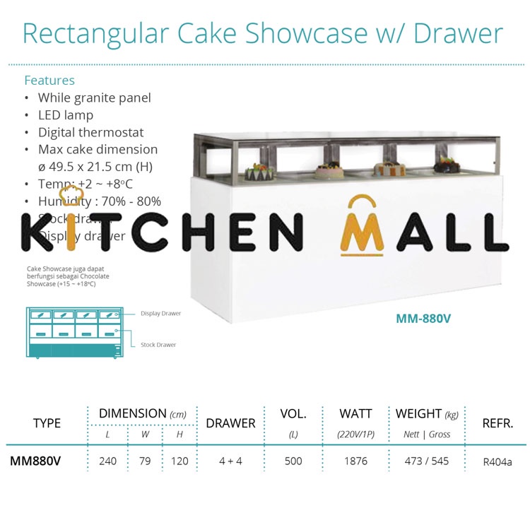 Jual Gea Mm V White Marble Drawer Stlye Cake Showcase Display Kue