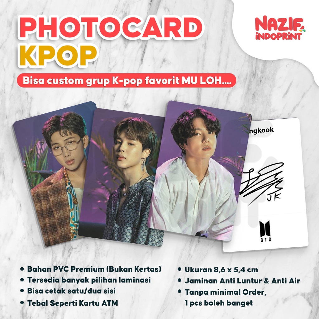 Jual Bahan Pvc Photocard Custom K Pop Photocard Bts Army