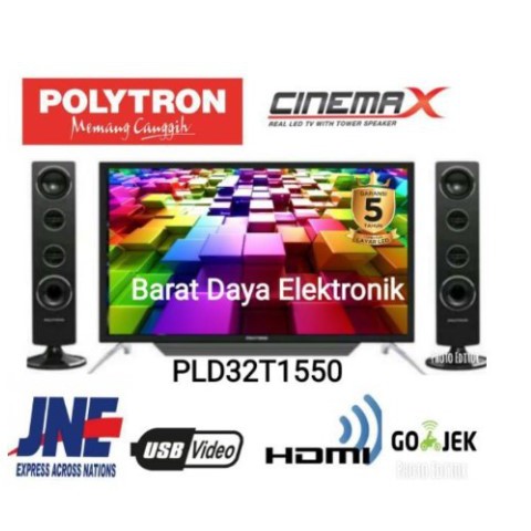 Jual POLYTRON LED TV 32 Inch HD PLD32TV1855 Speaker Tower LED