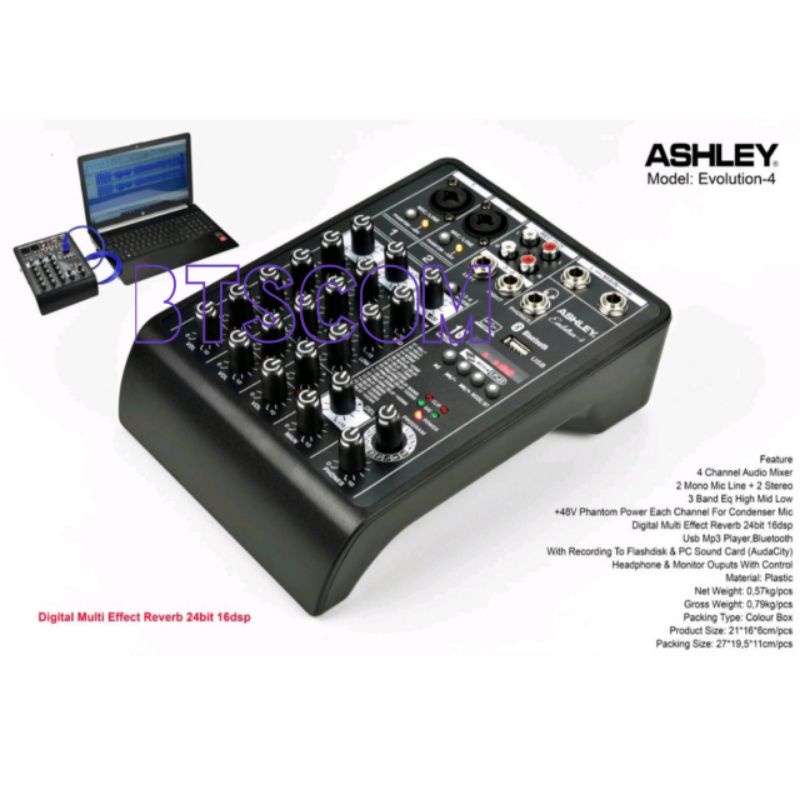 Jual MIXER ASHLEY EVOLUTION 4 MIXER ASHLEY 4 CHANNEL WITH SOUNDCARD