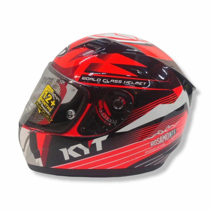 Jual Helm KYT R10 Race 3 Red Fluo White Flat Visor Original